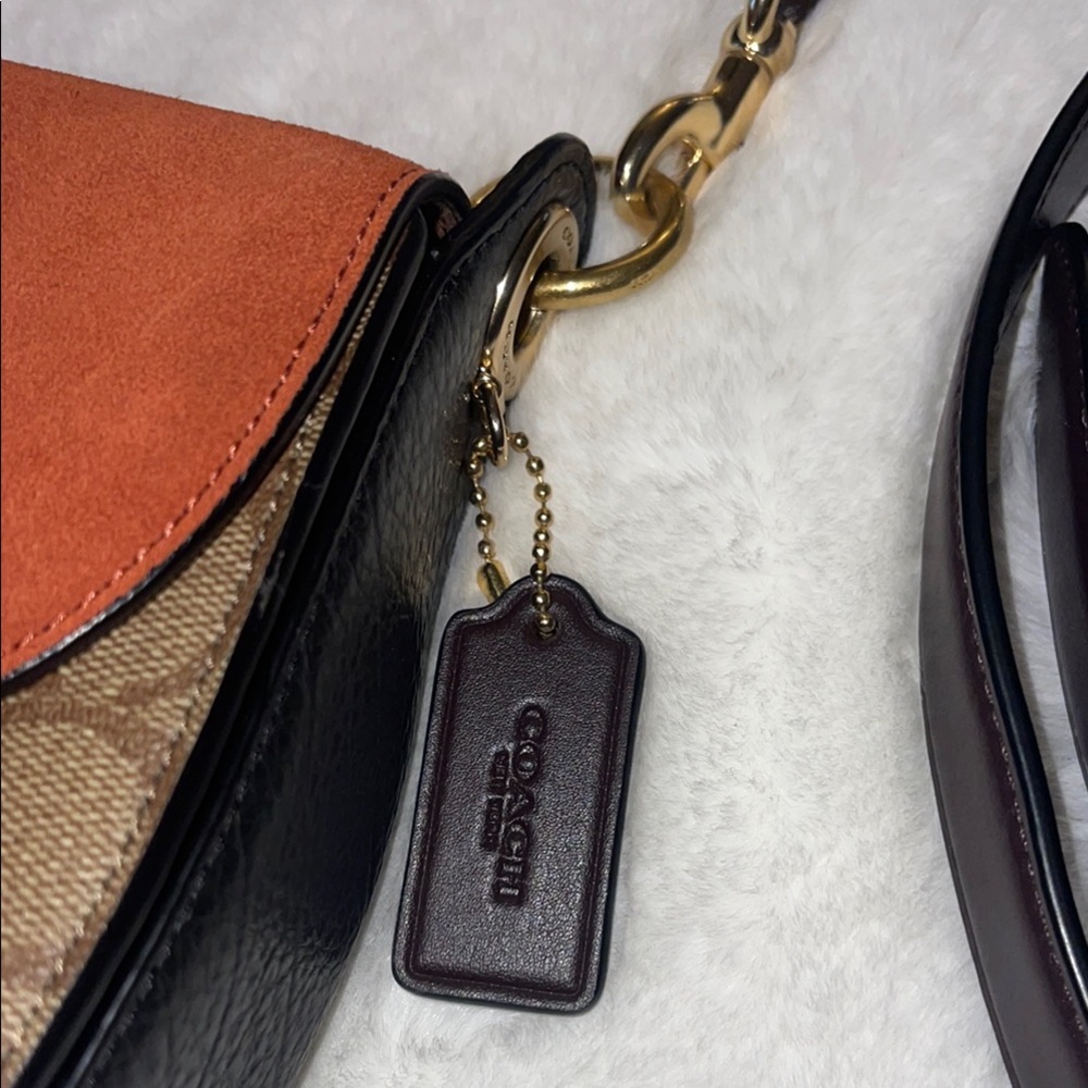 COACH Kleo 17- Rust suede w/ Brown signature print, convertible Bag - Picture 2 of 8